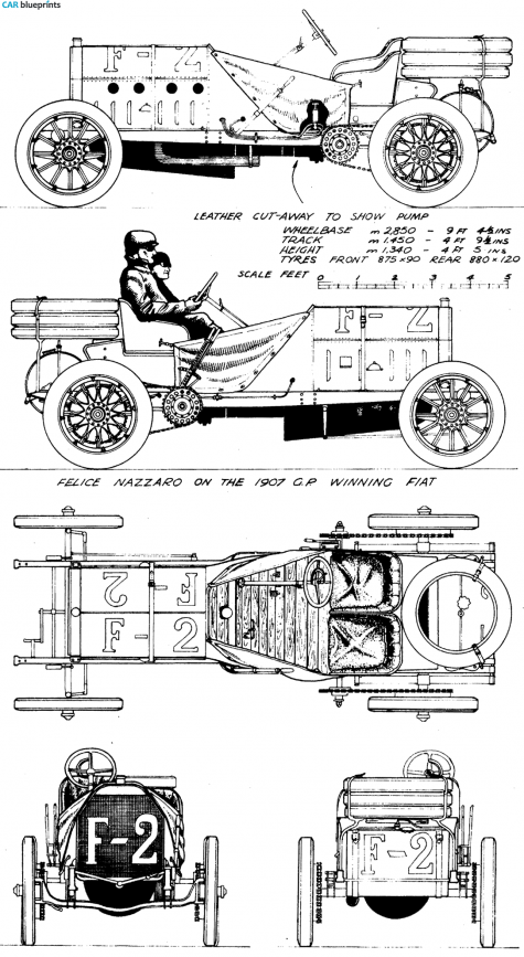 1907 Fiat GP OW blueprint